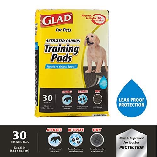 Glad for Pets Black Charcoal Puppy Pads | Puppy Potty Training Pads That ABSORB & NEUTRALIZE Urine Instantly | New & Improved Quality Dog Training Pads, 30 count