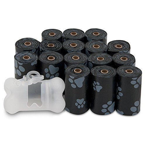 BPS - Extra Thick Waste Poop Bags with Dispenser - Scented, Black, 240 Bags